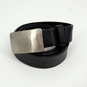 Jamie Old Tanned Leather Black Belt with Silver Buckle, size 34